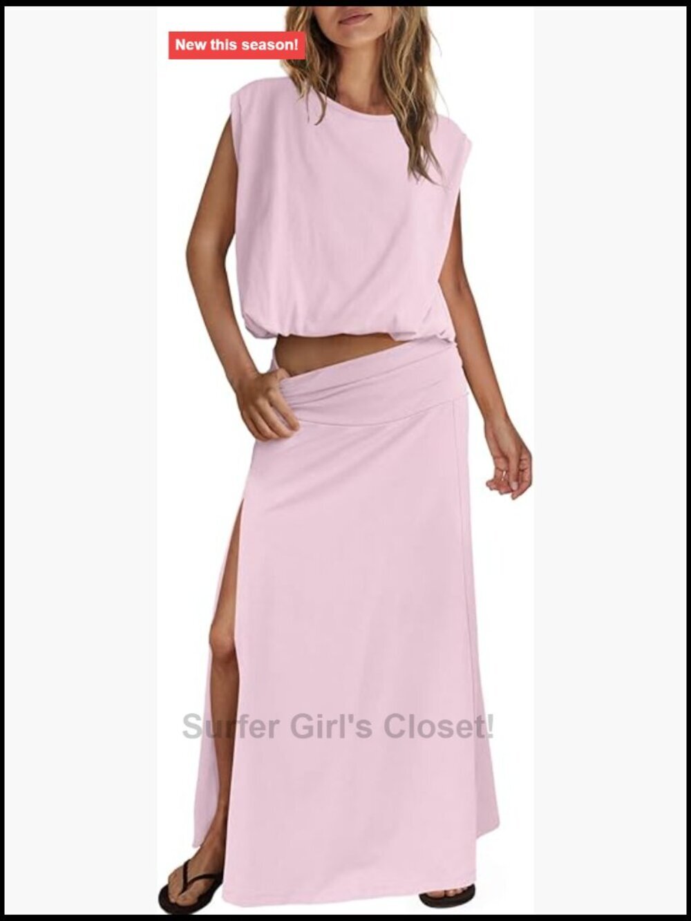 Women's 2 Piece Skirt Set Sleeveless Tank Top Maxi Skirt Travel Outfit